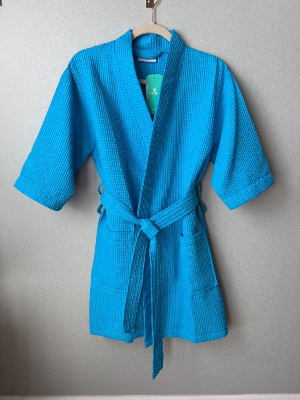 Turquoise Turquaz NWT Waffle Weave Bath Robe S/M - Picture 3 of 14